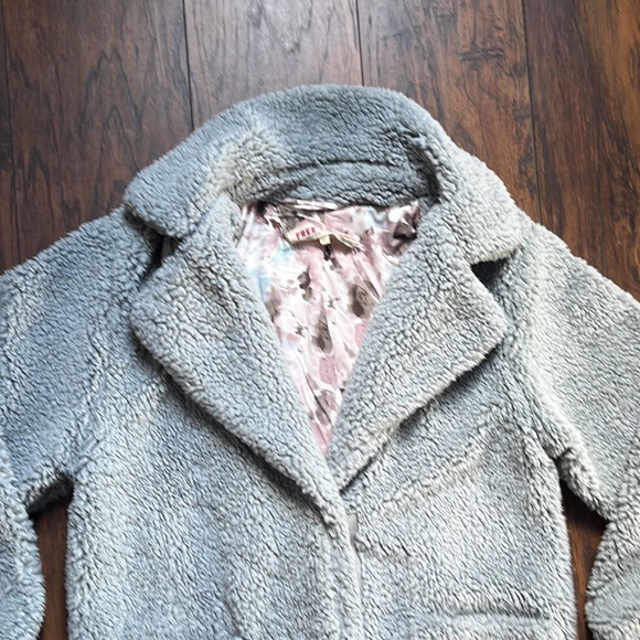 Free People Blue Tessa Teddy Longline Faux Sherpa Fur Trench Coat - Picture 7 of 13